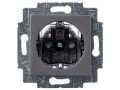 Розетка 1-м СП Levit 16А IP40 с заземл. защ. шторки сталь/дым. черн. ABB 2CHH203457A6069