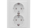 Розетка 2-м СП Минск 16А IP20 с заземл. защ. шторки бел. Basic EKF ERR16-128-100